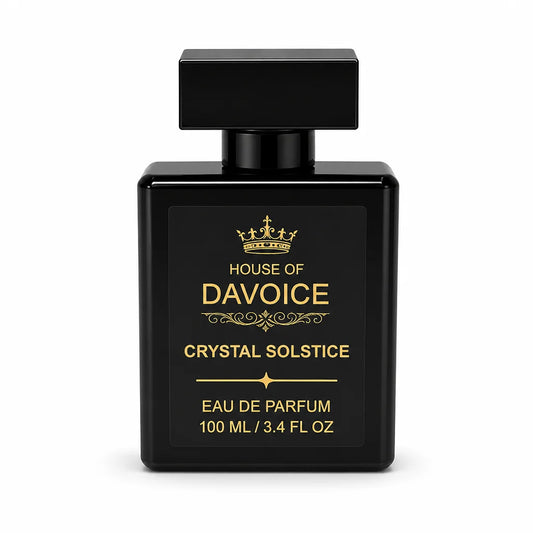 Front view of House of DaVoice Crystal Solstice Eau de Parfum 100 mL inspired by Perfume Baccarat Rouge 540 for men