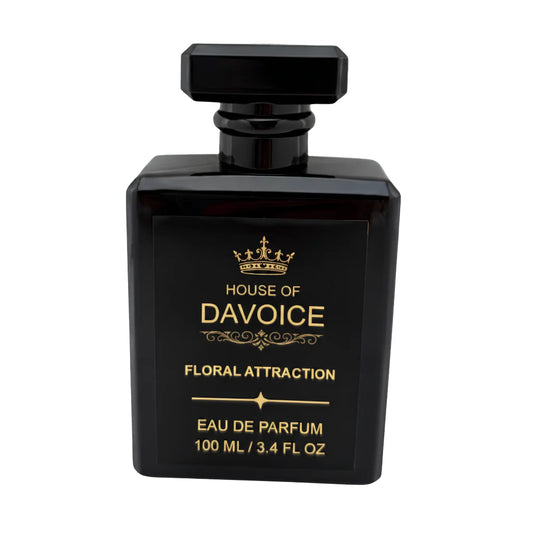 House of DaVoice Floral Attraction 100 mL inspired by Carolina Herrera Good Girl perfume women on a pure white background