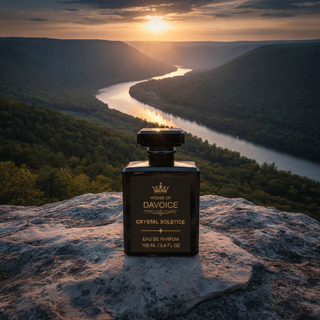 House of DaVoice designer inspired fragrance overlooking the Arkansas River Valley at sunset