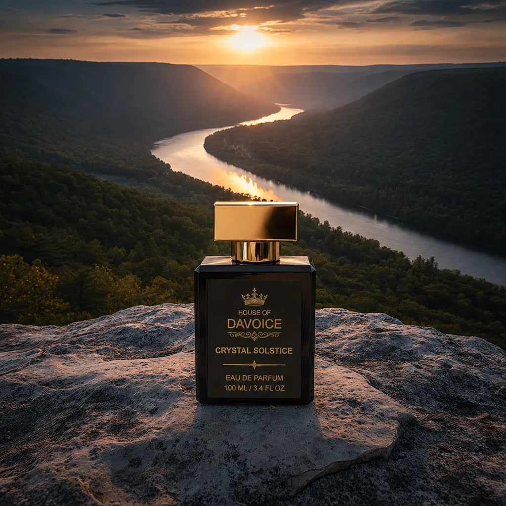 House of DaVoice designer inspired fragrance overlooking the Arkansas River Valley at sunset