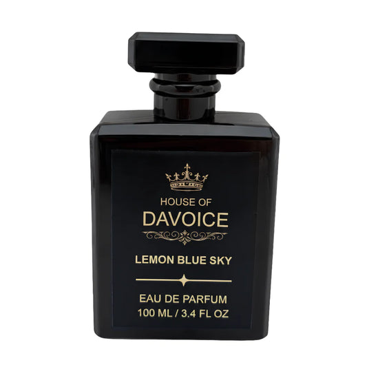 House of DaVoice Lemon Blue Sky 100ml Light Blue Dupe inspired by Dolce and Gabbana Light Blue Women's Perfume on a pure white background
