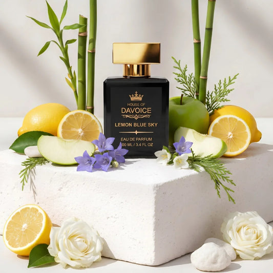 Lemon Blue Sky Women's Citrus Perfume featuring lemon, green apple, jasmine, bellflower, bamboo and cedarwood inspired by Dolce and Gabbana Light Blue Women dupe