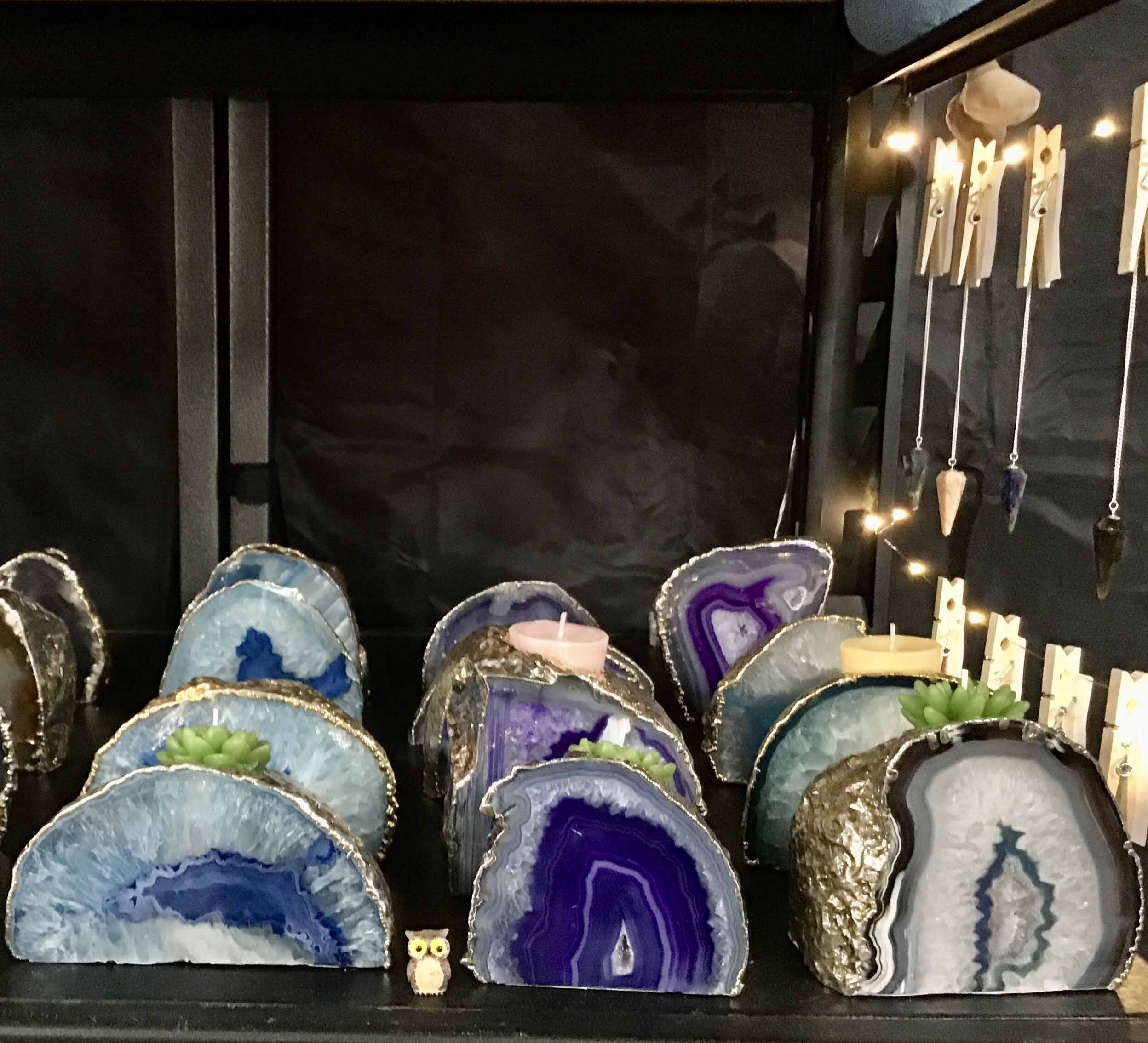 gold or silver plated agate candle holder