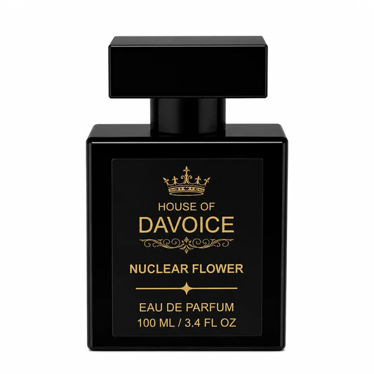House of DaVoice Nuclear Flower 100ml Eau de Parfum is a Viktor & Rolf Flowerbomb dupe on a pure white background
