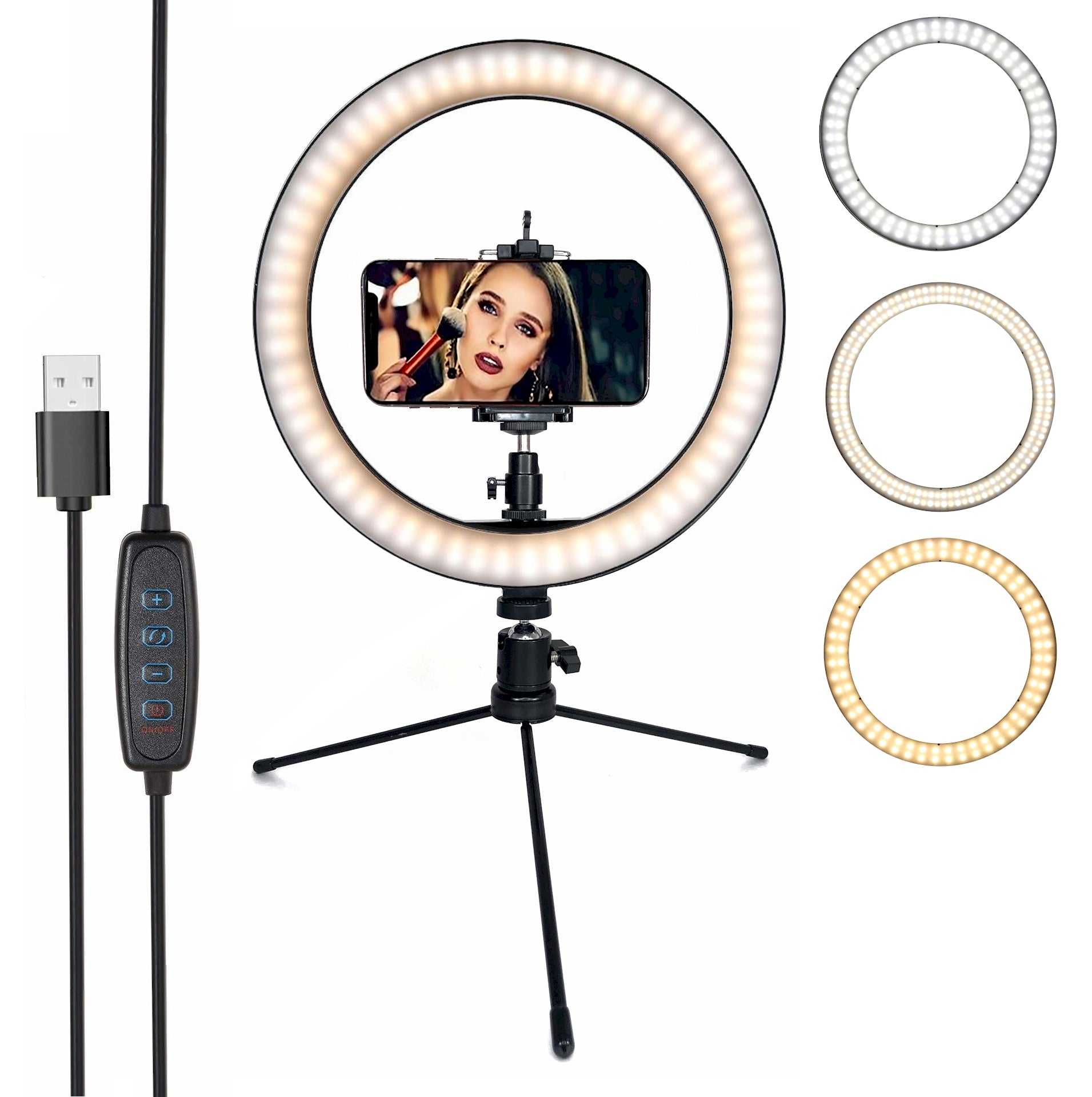 10 LED Ring Light with Tripod Stand & Phone Holder for Live Streaming