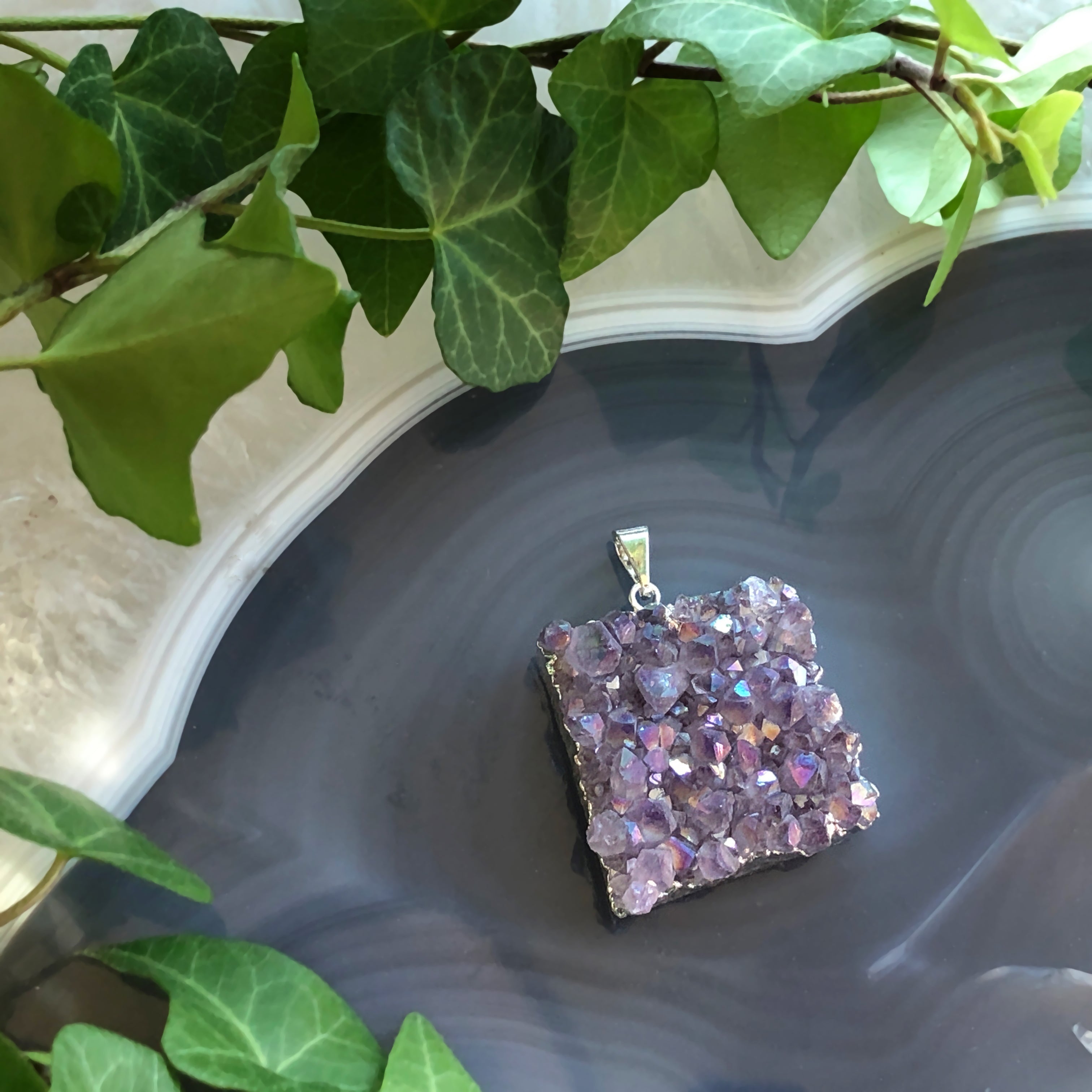 square amethyst pendant