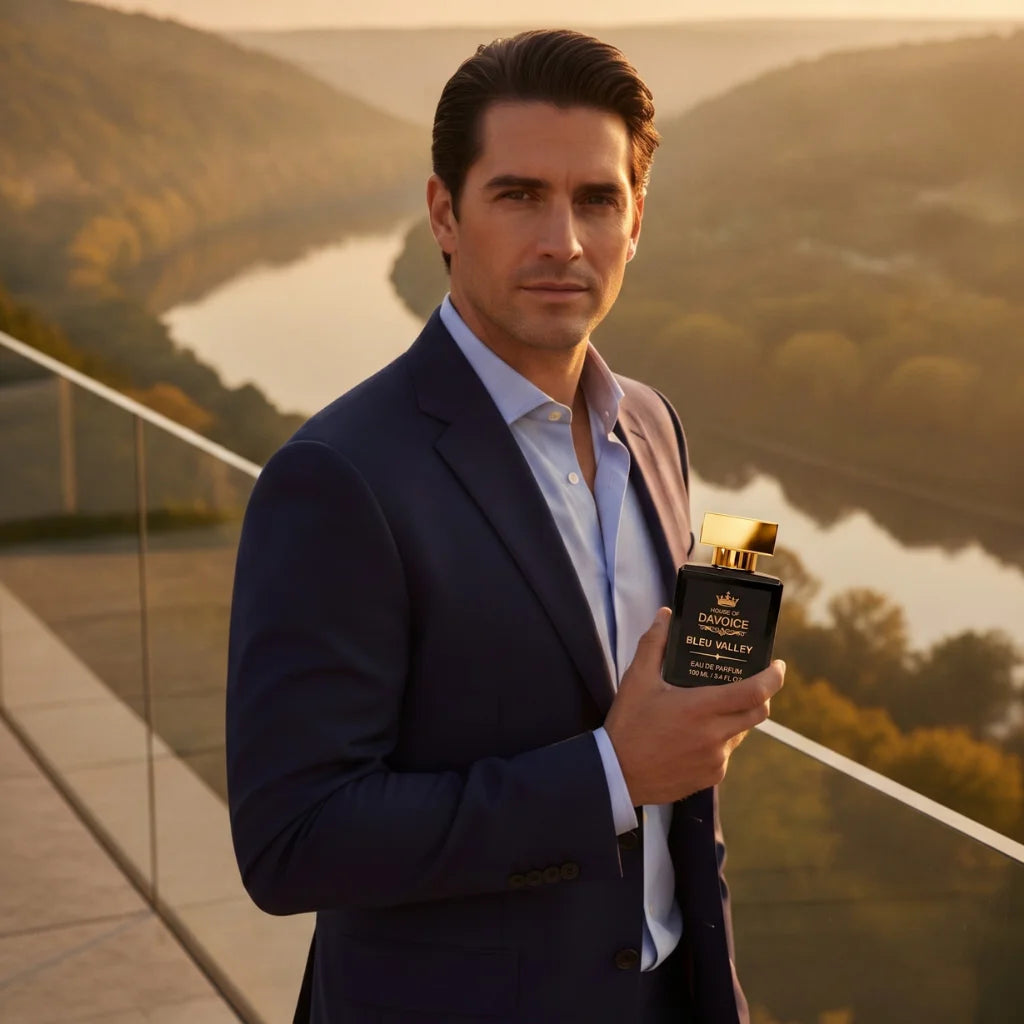 Man holding House of DaVoice Bleu Valley Eau de Parfum is a Bleu de  alternative