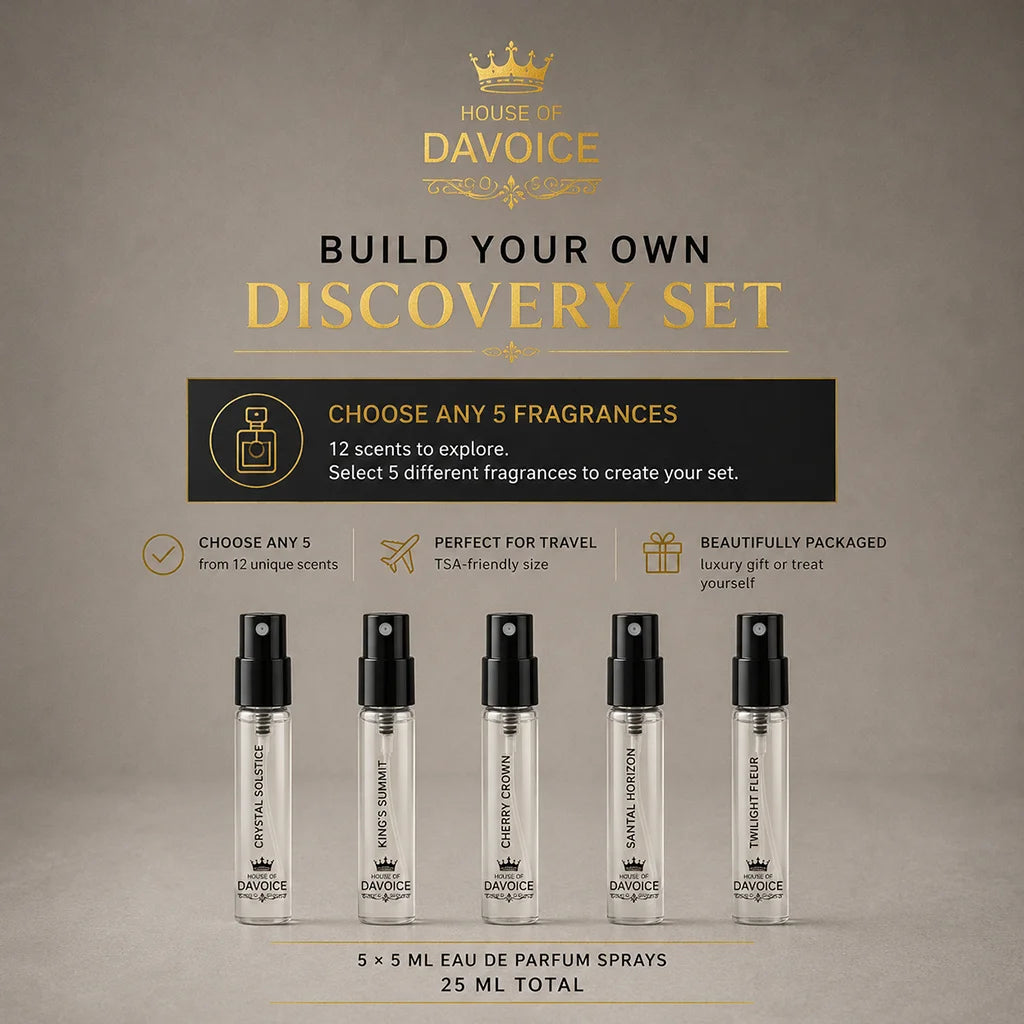 House of DaVoice perfume sample set with five 5 mL Eau de Parfum sprays