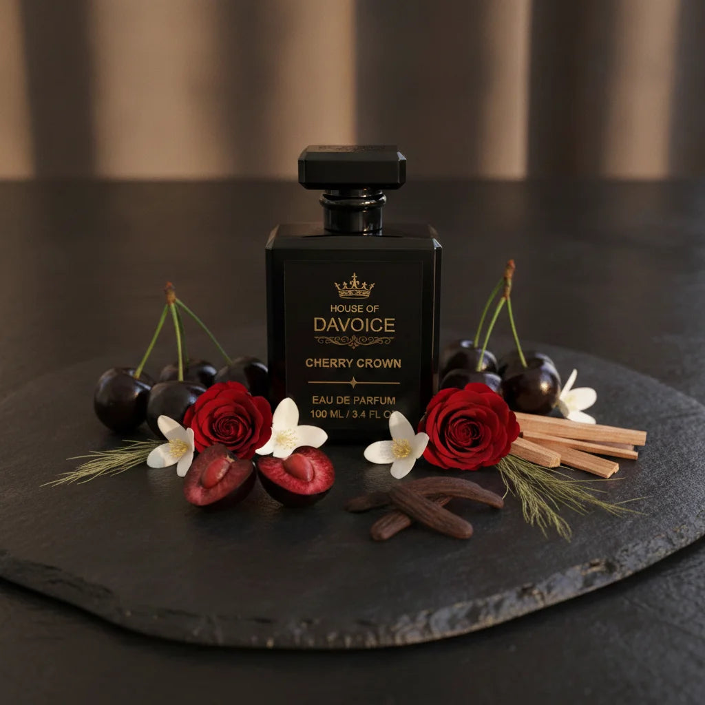 House of DaVoice Cherry Crown cherry perfume with black cherries, Turkish rose and jasmine, perfumes similar to Tom Ford Lost Cherry