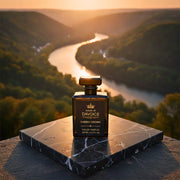 House of DaVoice Cherry Crown perfume overlooking a scenic river valley at sunset, Tom Ford Cherry perfume inspired fragrance