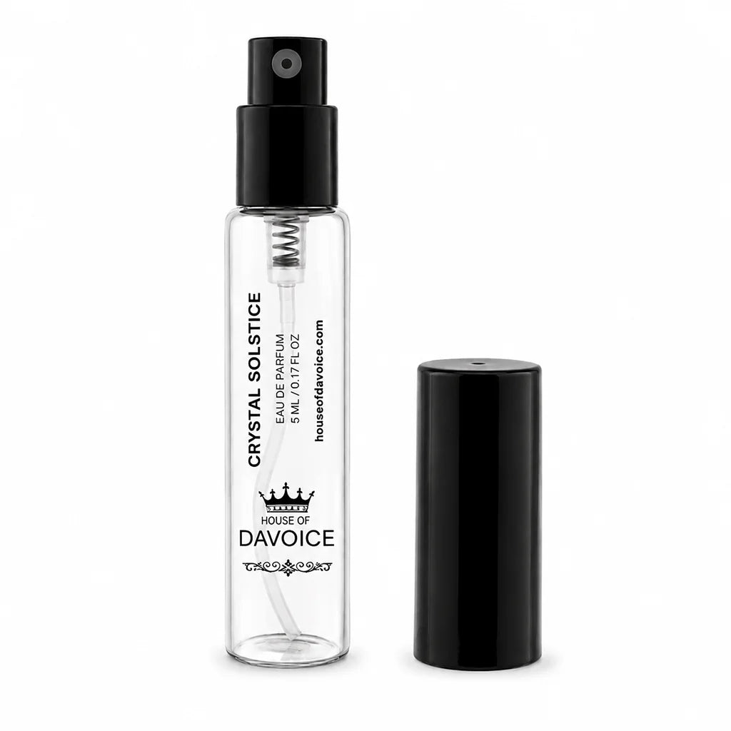 Crystal Solstice 5 mL Eau de Parfum sample spray bottle with cap removed