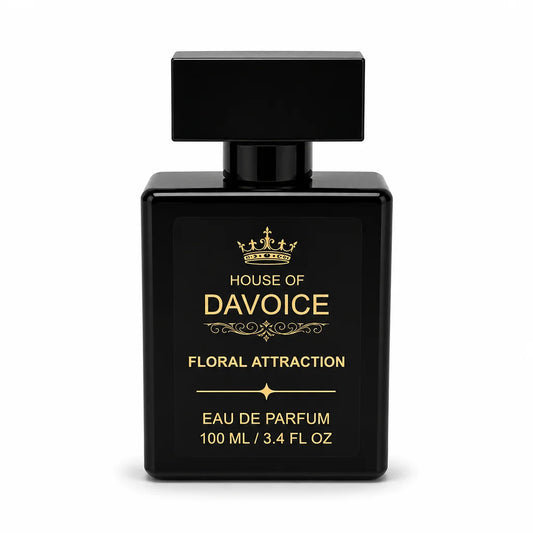 House of DaVoice Floral Attraction 100 mL inspired by Carolina Herrera Good Girl perfume women on a pure white background
