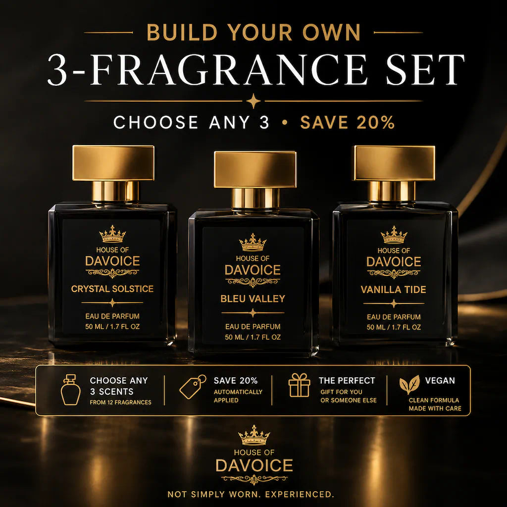 Build Your Own 3-Fragrance Set from House of DaVoice – choose any three 50ML Eau de Parfum fragrances and save 20%