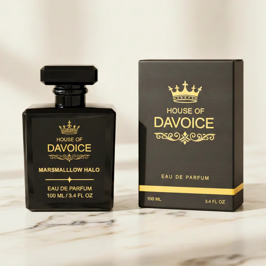 House of DaVoice Marshmallow Halo 100 mL perfume with matching box which is also a Kilian Love Don't Be Shy dupe