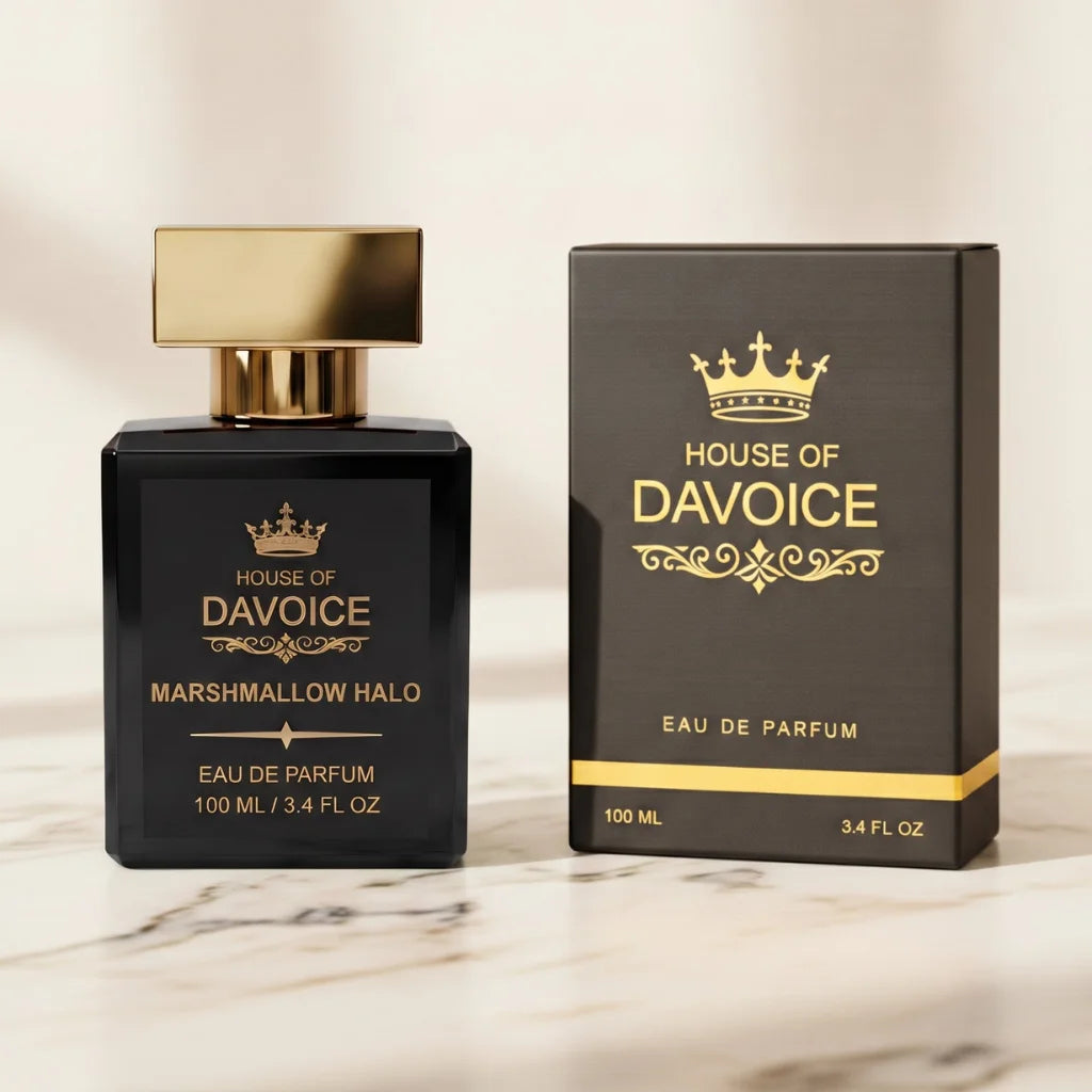 House of DaVoice Marshmallow Halo 100 mL perfume with matching box which is also a Kilian Love Don't Be Shy dupe