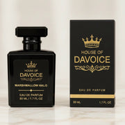 House of DaVoice Marshmallow Halo 50ml perfume with matching box of a marshmallow scented perfume