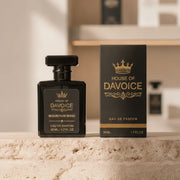 House of DaVoice Mountain Wind 50ml perfume bottle and luxury box that is a Sauvage dupe, fresh woody cologne gift presentation 