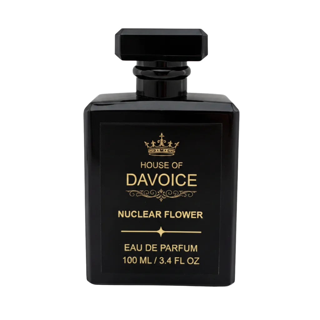 House of DaVoice Nuclear Flower 100ml Eau de Parfum is a Viktor & Rolf Flowerbomb dupe on a pure white background