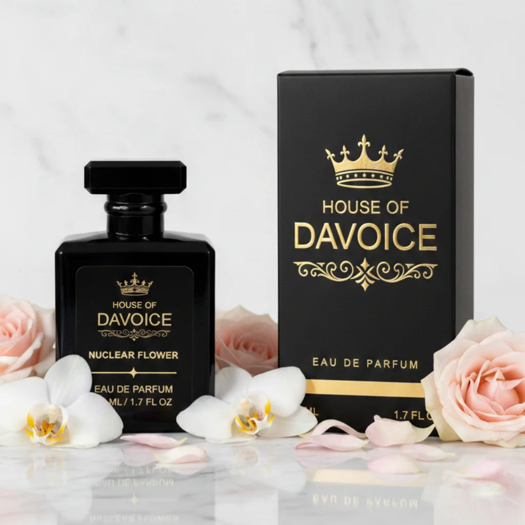 House of DaVoice Nuclear Flower 50ml perfume with matching box is perfume similar to Flowerbomb luxury floral perfume