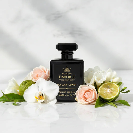 House of DaVoice Nuclear Flower floral perfume with orchids roses and bergamot inspired by Flowerbomb by Viktor & Rolf