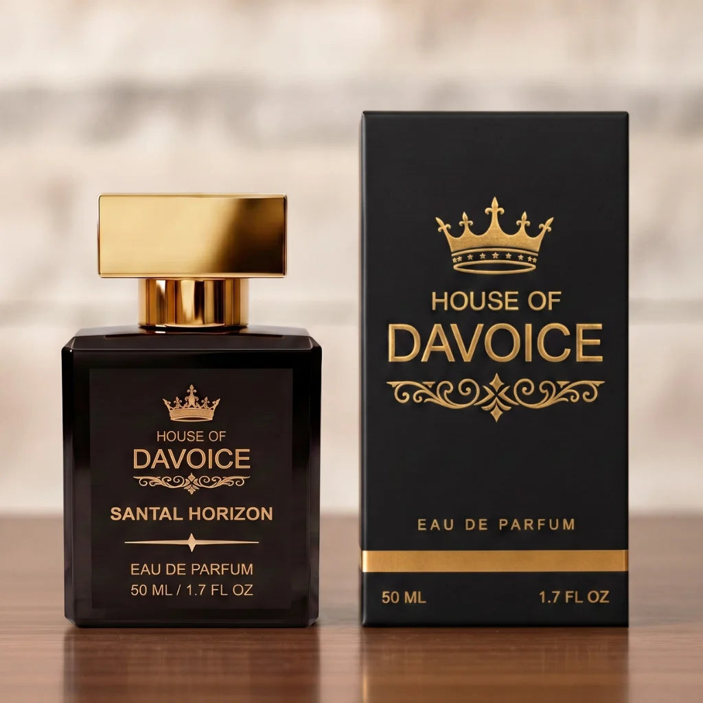 House of DaVoice Santal Horizon 50ml bottle and gift box, Santal 33 alternative unisex fragrance