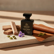 House of DaVoice Santal Horizon luxury lifestyle featuring a unisex sandalwood perfume similar to Santal 33 perfume for men and women