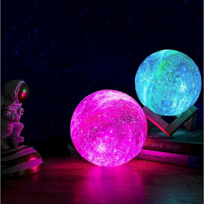Moon Lamp Night Light Galaxy Lamp 5.9 Inch 16 Colors LED, Wood Stand, Remote