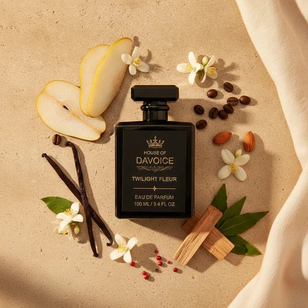 Twilight Fleur Eau de Parfum similar to Black Opium perfume for women with pear, coffee, jasmine, vanilla, patchouli and cashmere wood fragrance notes