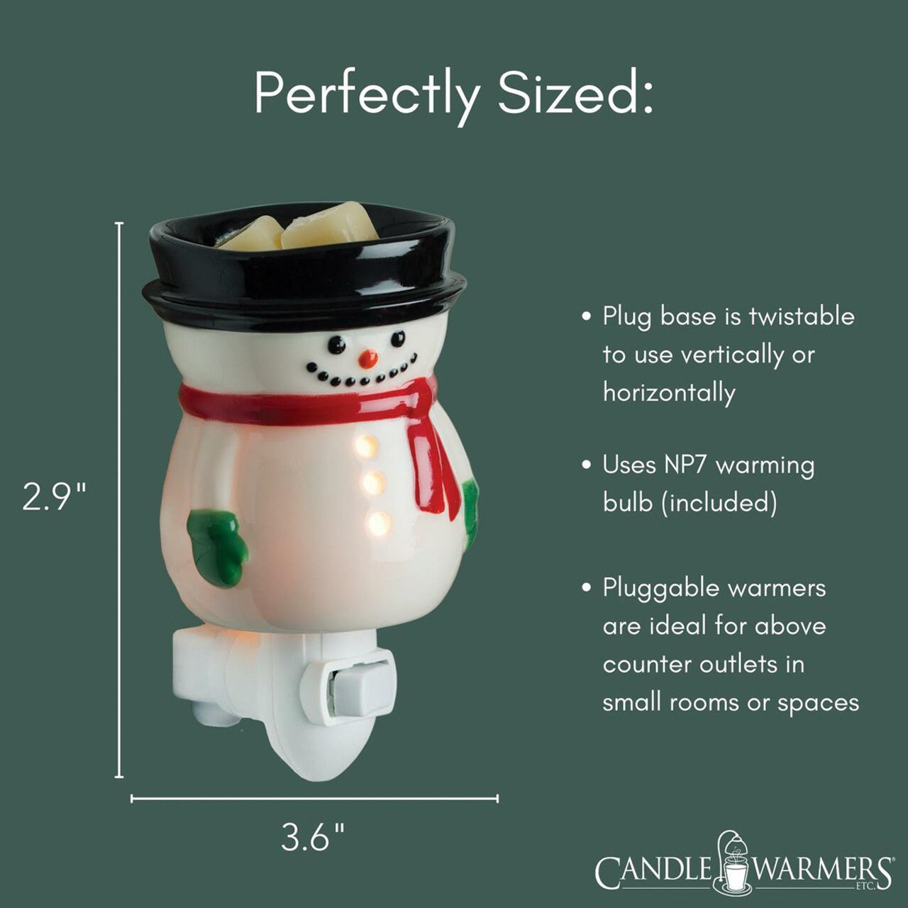 Snowman Christmas Wax Melt Warmer Plug In Night Light Melter
