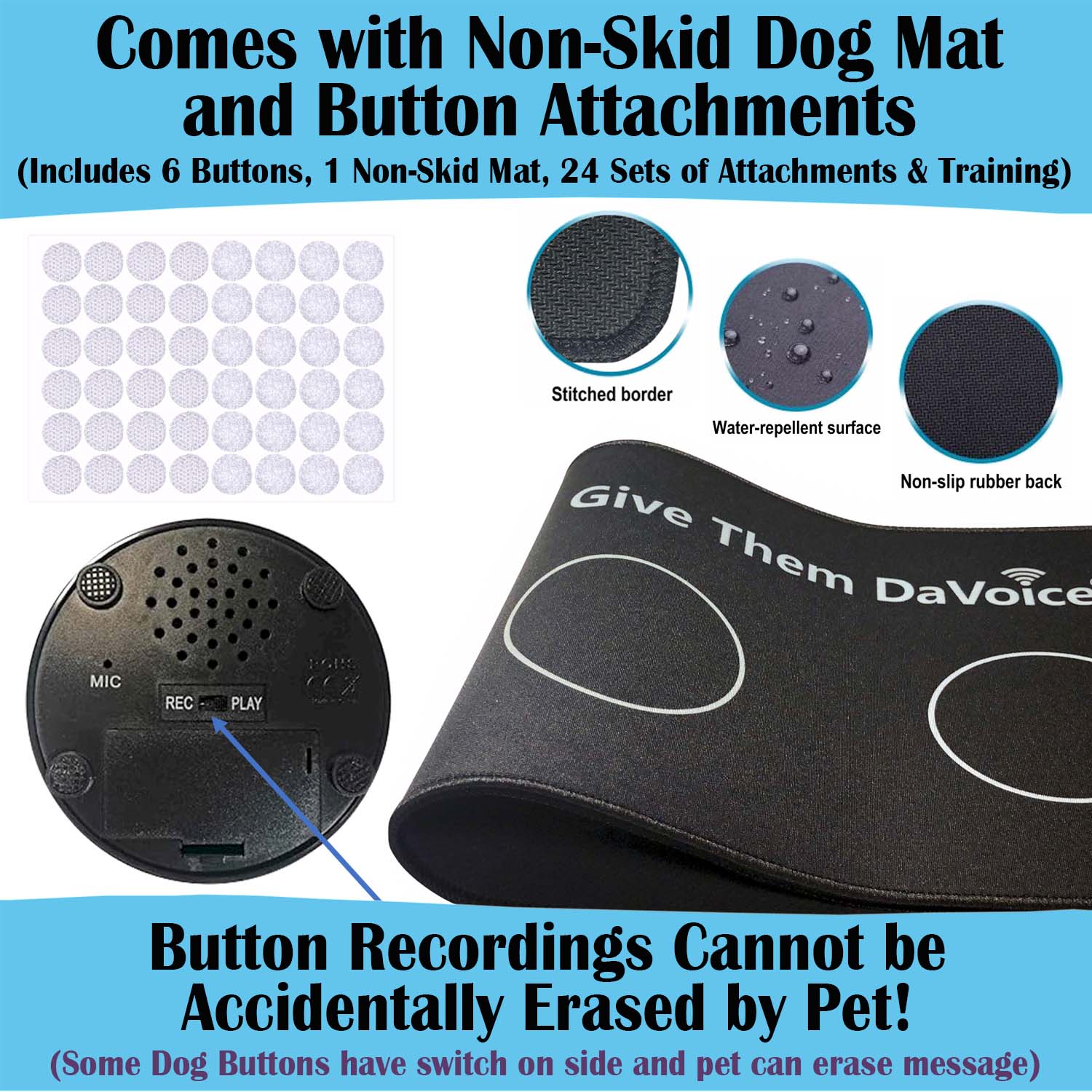 Self Adhesive Circle Hook and Loop Dots (36 Pairs) for Dog Button Mat –  DaVoice
