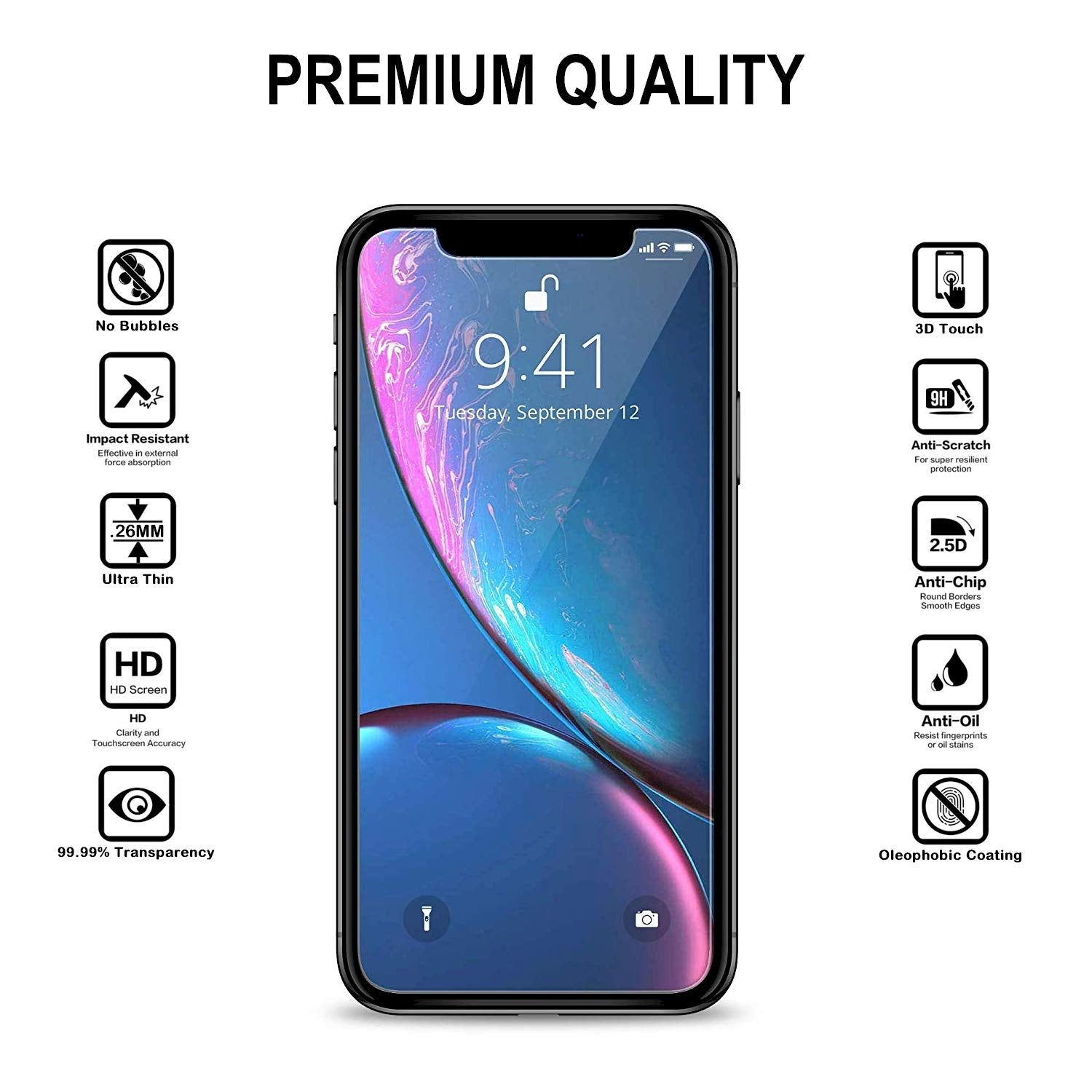 Verre de trempépour Apple iPhone XR en HAUTE TRANSPARENT Film de protection  d'écran durci tempered glass d'une dureté de 9H avec compatibilité 3D Touch  - Cadorabo