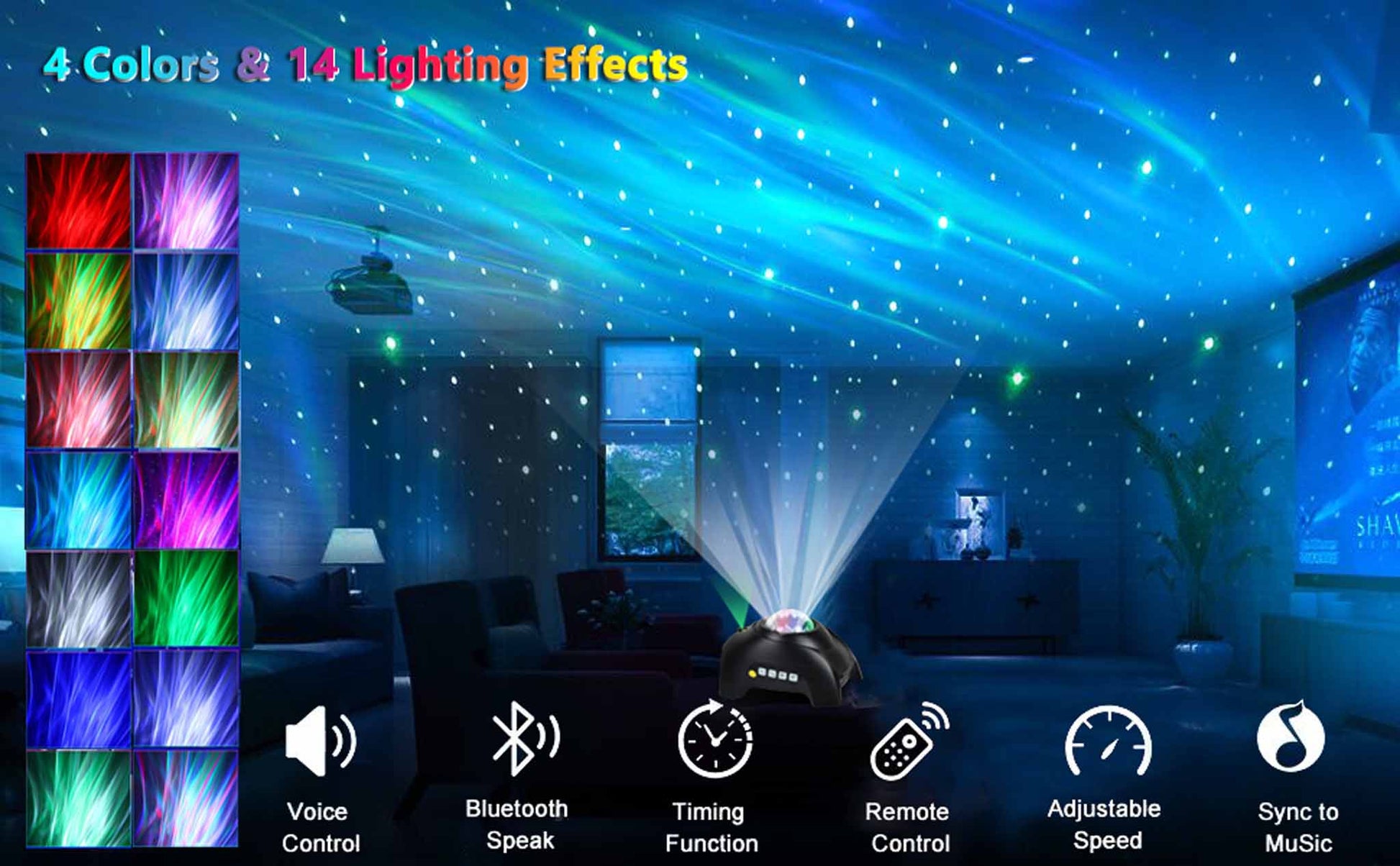 Northern Lights Aurora Galaxy Projector Lamp Music Projection Night Light  Kids