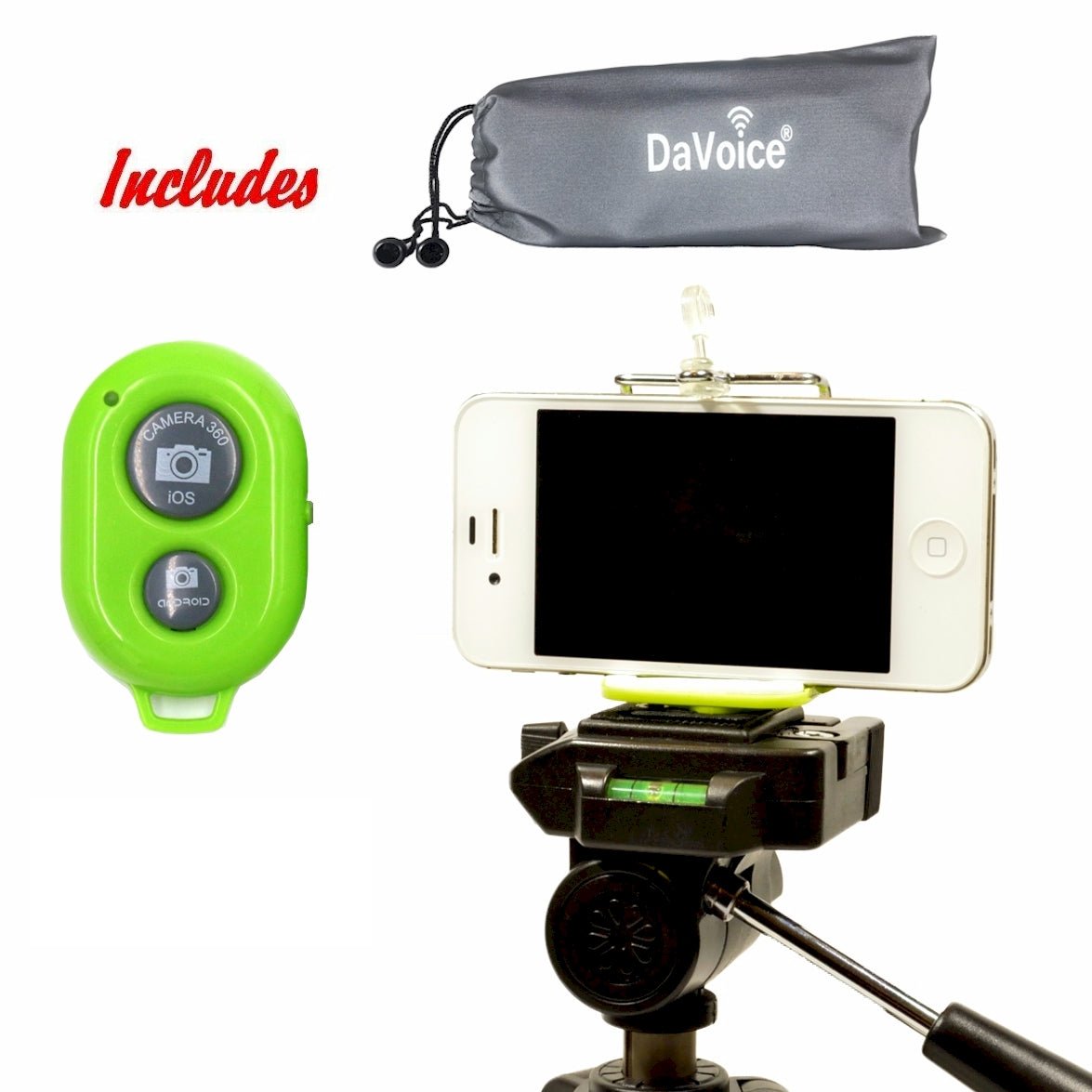 green iphone tripod mount with remote