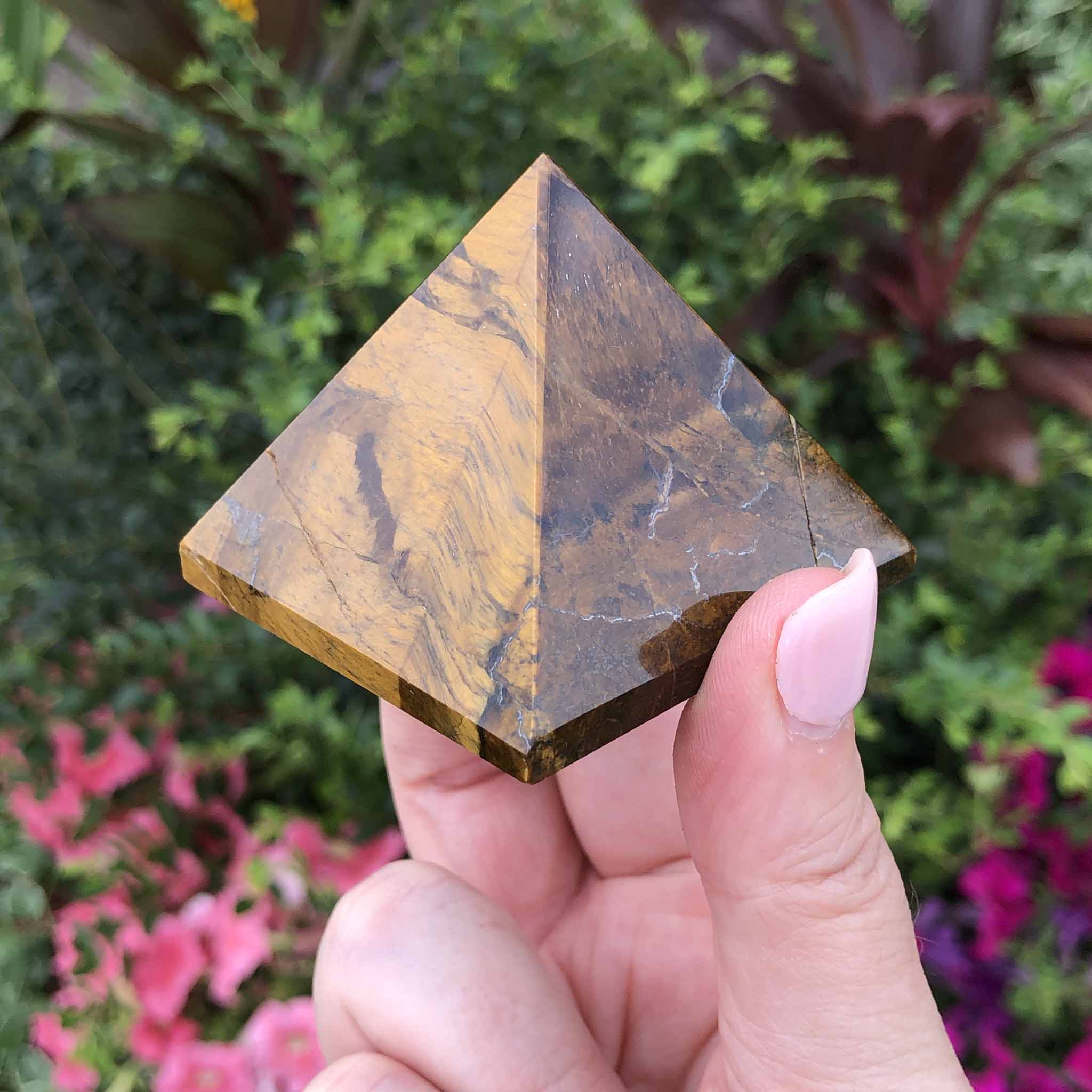 Yellow Tiger Eye Pyramid Solar Plexus Chakra Crystal Pyramid Gemstone